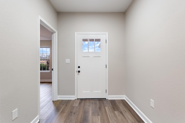 foyer with hardwood / wood-style floors