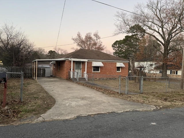 view of front of house featuring a carport