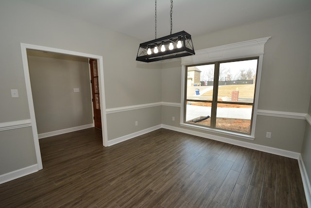 unfurnished dining area with dark hardwood / wood-style floors