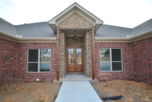 property entrance with french doors