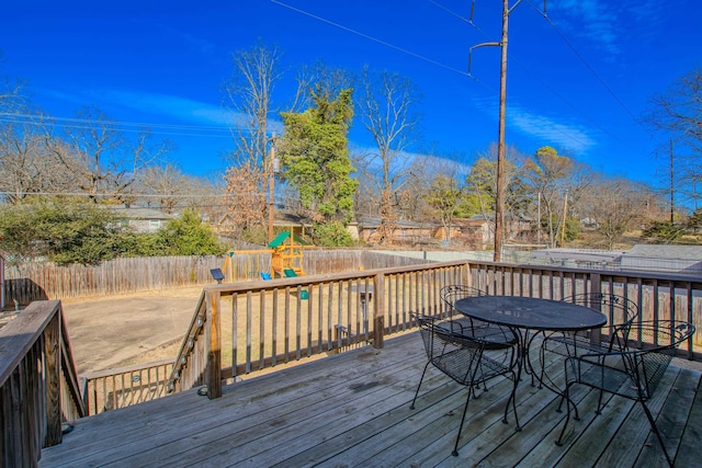 deck featuring a playground