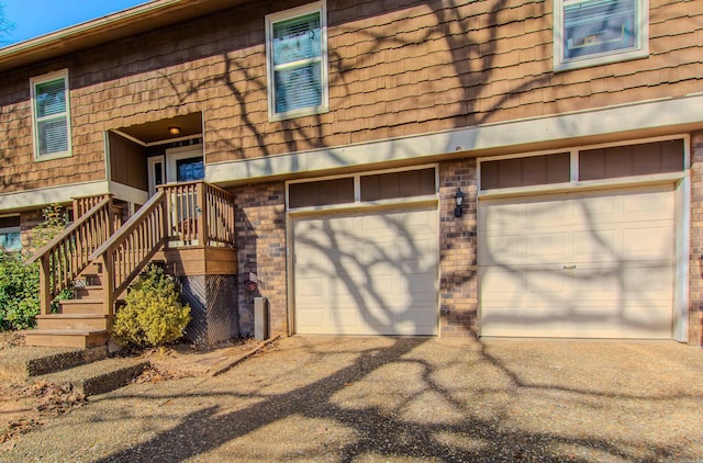 exterior space featuring a garage