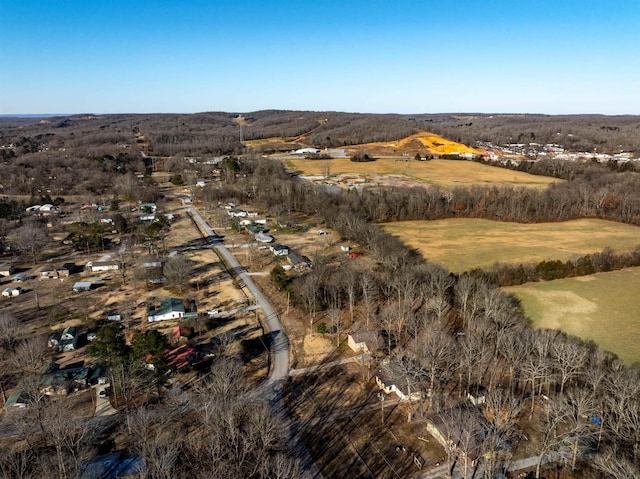 birds eye view of property featuring a rural view