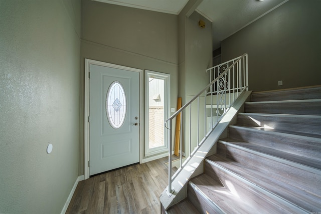 entrance foyer with hardwood / wood-style flooring