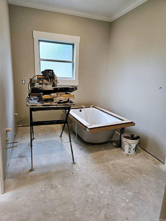 interior space featuring crown molding