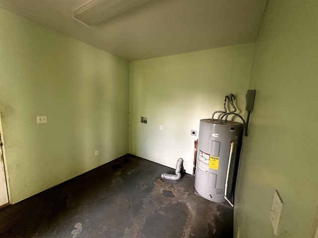 utility room with electric water heater