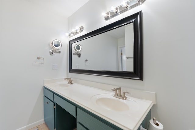 bathroom with vanity and tile patterned flooring