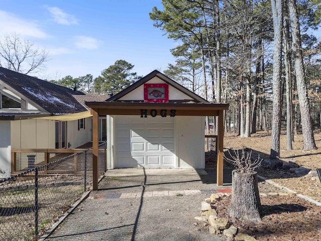 view of garage