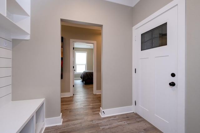 interior space with light hardwood / wood-style floors