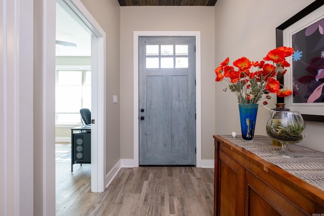 entryway with light wood-type flooring