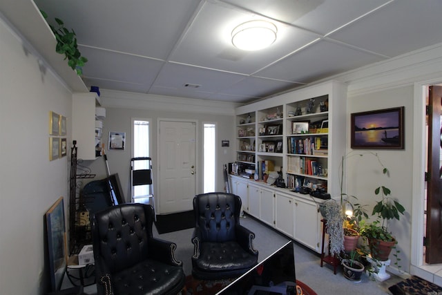 living room featuring carpet floors