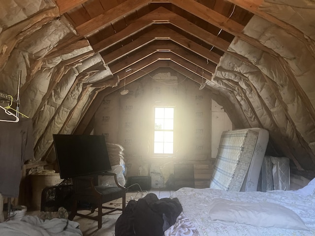 view of unfinished attic