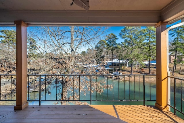 deck with a water view