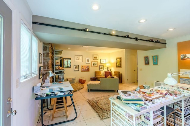 view of tiled living room