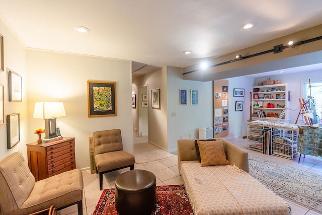 view of tiled living room