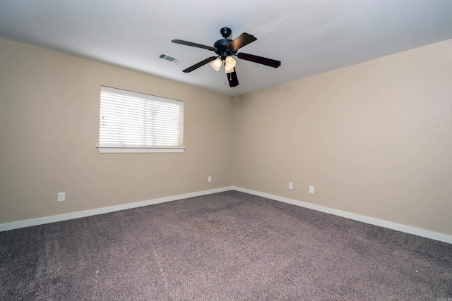 carpeted empty room with ceiling fan