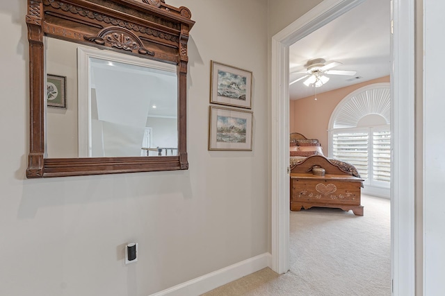 hallway with carpet