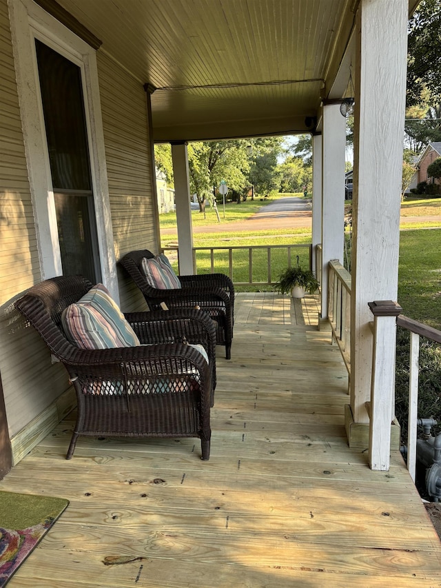 deck featuring a porch