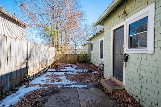 view of yard covered in snow