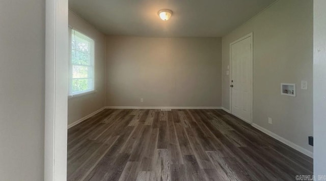 unfurnished room with dark hardwood / wood-style floors