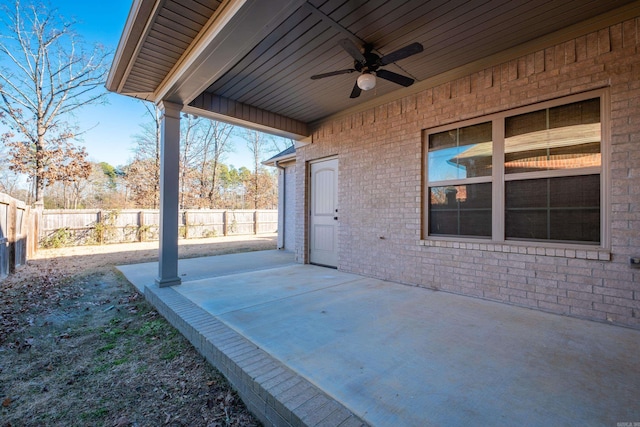 view of patio with ceiling fan