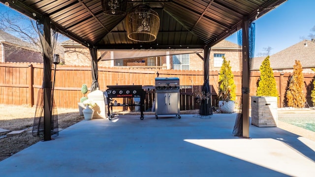 view of patio / terrace with a gazebo and area for grilling