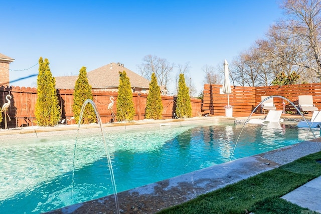 view of pool featuring pool water feature