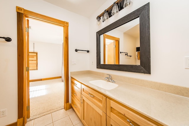 bathroom featuring vanity and tile patterned flooring