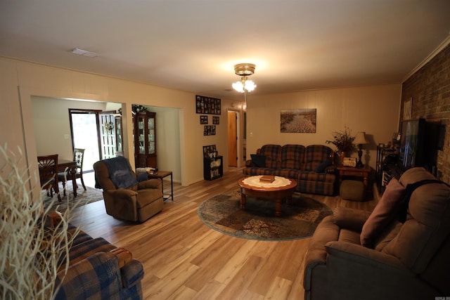 living room with light hardwood / wood-style floors