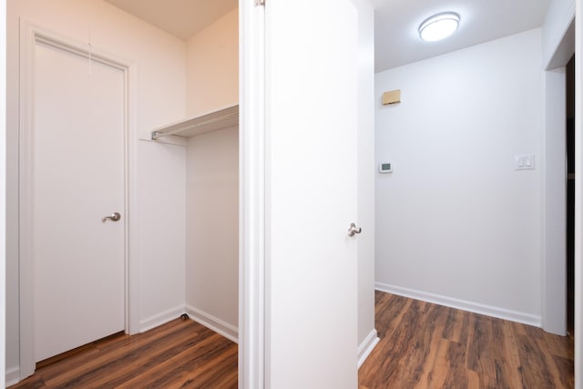 interior space with dark hardwood / wood-style flooring