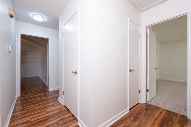 hallway featuring dark hardwood / wood-style floors