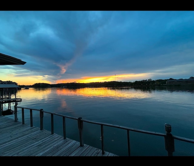 view of dock featuring a water view