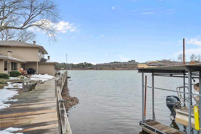 view of dock featuring a water view