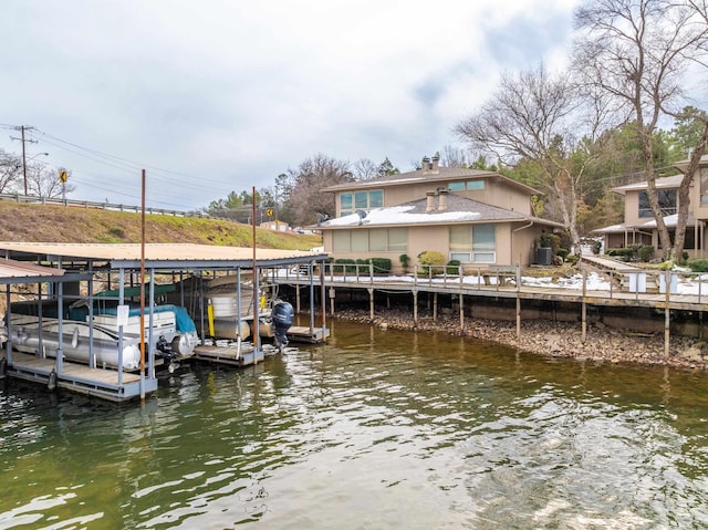 view of dock featuring a water view