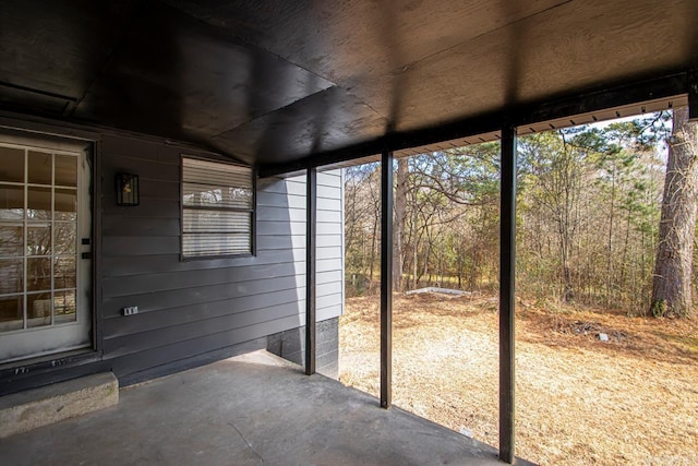 view of unfurnished sunroom