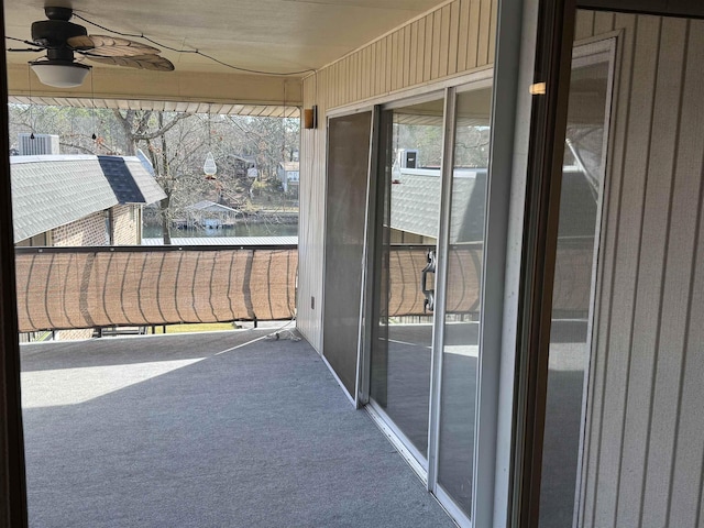 balcony with ceiling fan