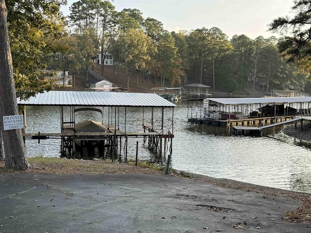 view of dock featuring a water view