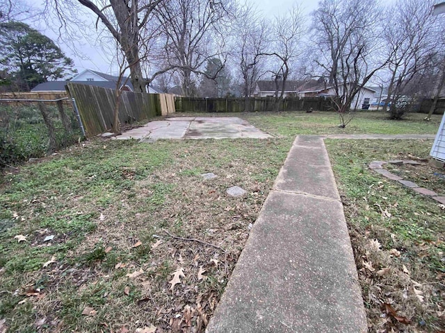 view of yard with a patio area