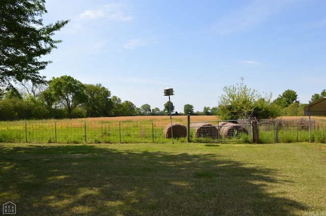 view of yard with a rural view