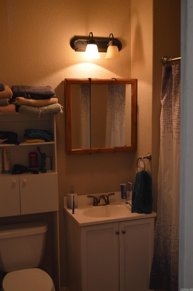 bathroom with toilet and vanity