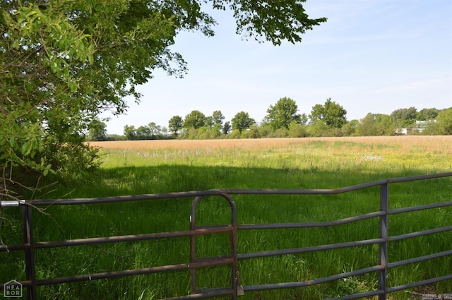 view of gate with a rural view