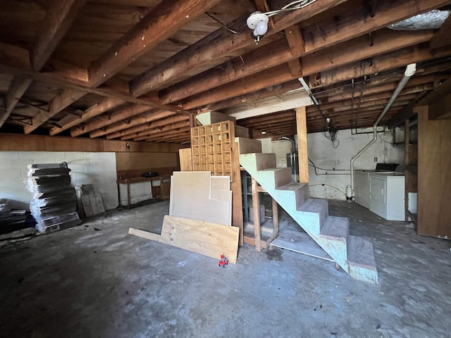 basement with separate washer and dryer