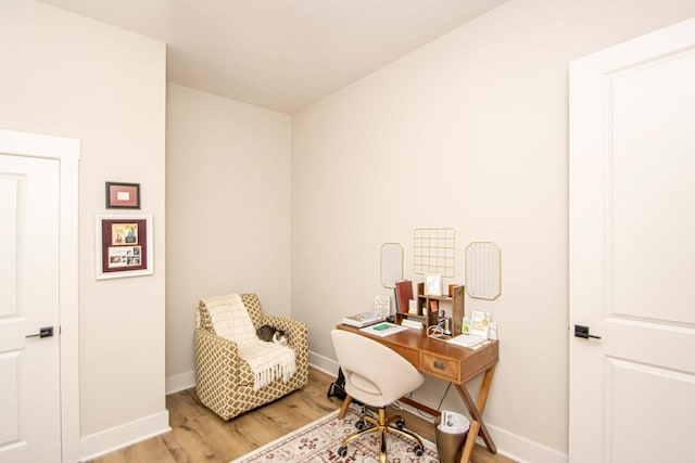 home office featuring hardwood / wood-style flooring