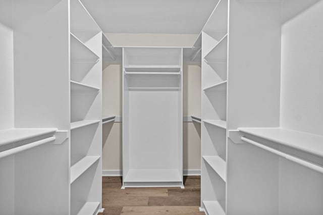 walk in closet featuring hardwood / wood-style flooring