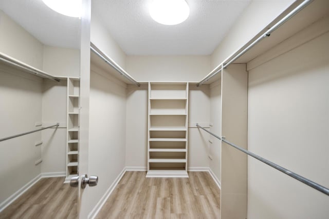 spacious closet with light hardwood / wood-style floors