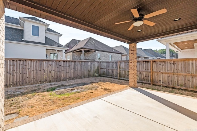 view of patio / terrace featuring ceiling fan