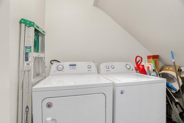 washroom featuring washer and dryer