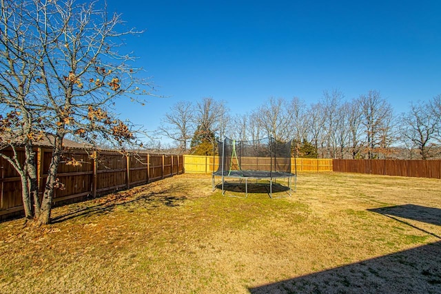 view of yard featuring a trampoline