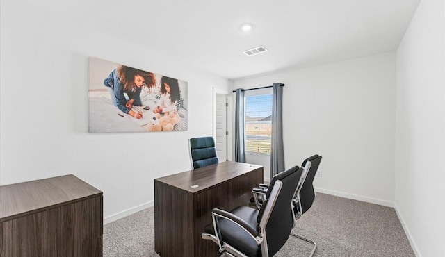 view of carpeted office space