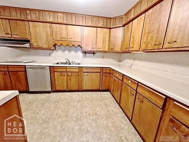 kitchen with sink, black electric stovetop, and dishwasher